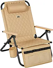 Крісло розкладне кемпінгове Skif Outdoor Sunset до 120 кг, комфортний стілець-рюкзак з підлокітниками і підстаканником. бежевий