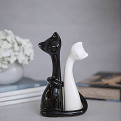 Статуетка Пара котів кераміка чорний з білим 26 см Гранд Презент 2001
