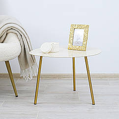 Журнальний столик Вілла золотий метал світло-рожевий верх h36см w50см Гранд Презент 1017730-2М