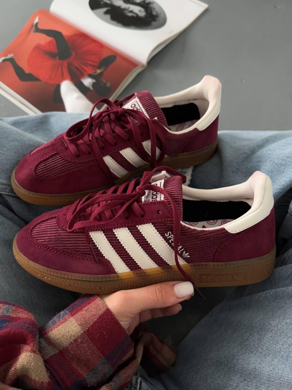Adidas Spezial Shadow Bordo Velvet жіночі кросівки Адідас Спешіал Бордові вельвет замша демісезон