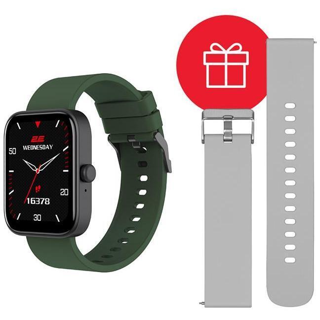 Smart Watch 2E Alpha SQ Music Edition 46mm black/green+ ремінець сірий UA