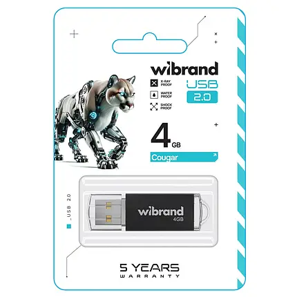 USB Flash 4GB Wibrand Cougar black, фото 2