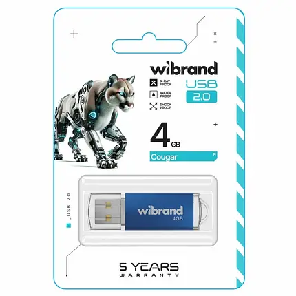 USB Flash 4GB Wibrand Cougar blue, фото 2