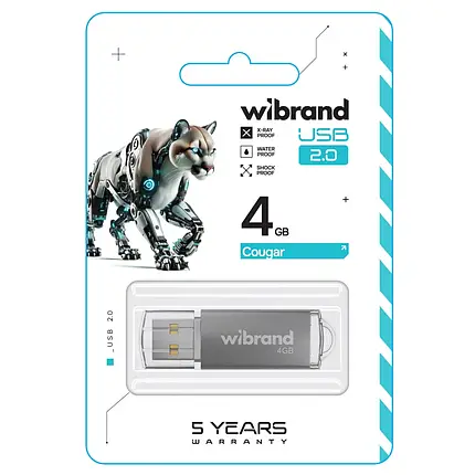 USB Flash 4GB Wibrand Cougar silver, фото 2