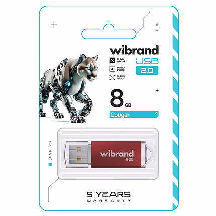 USB Flash 8GB Wibrand Cougar red, фото 2