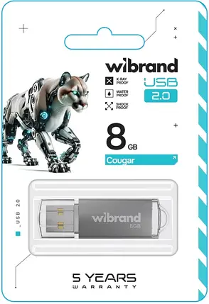USB Flash 8GB Wibrand Cougar silver, фото 2