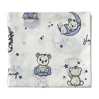 Бавовняна пелюшка "Ведмедик на хмаринці блакитний" велика ситцева  90х80см, 1 шт