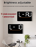 Годинник Deepfox DS-6636 LED цифровий електронний настінний Будильник Дата Температура Вологість 33х22см з пультом, фото 5