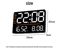 Годинник Deepfox DS-6636 LED цифровий електронний настінний Будильник Дата Температура Вологість 33х22см з пультом, фото 10