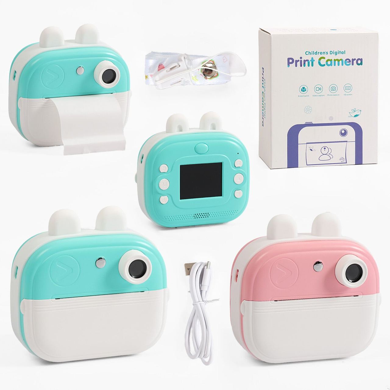 Фотоапарат-принтер іграшковий дитячий, на акумуляторі, ігри, роз’єм для TF карти, C 73495, фото 1