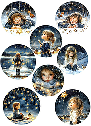 Вафельна картинка для кондитерських виробів Новорічна, (лист А4)