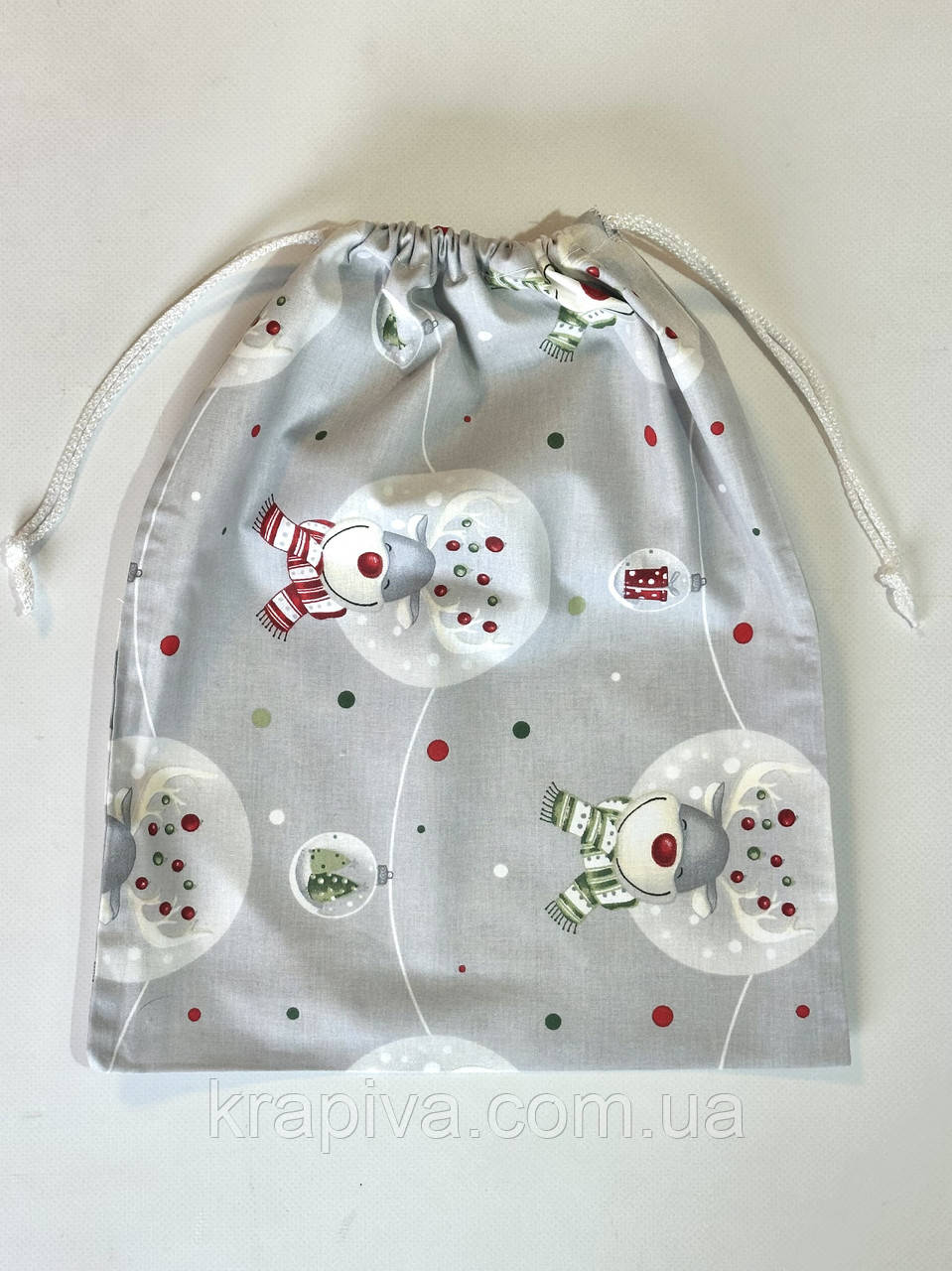 Мішок бавовна Новий Рік, Різдво еко мішок, екоторба, мішок для подарунків різдвяний, подарунковий, фото 1