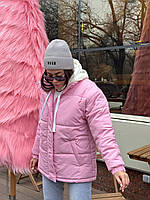 Женский утеплённый зимний пуховик из плащевки на синтепоне с капюшоном