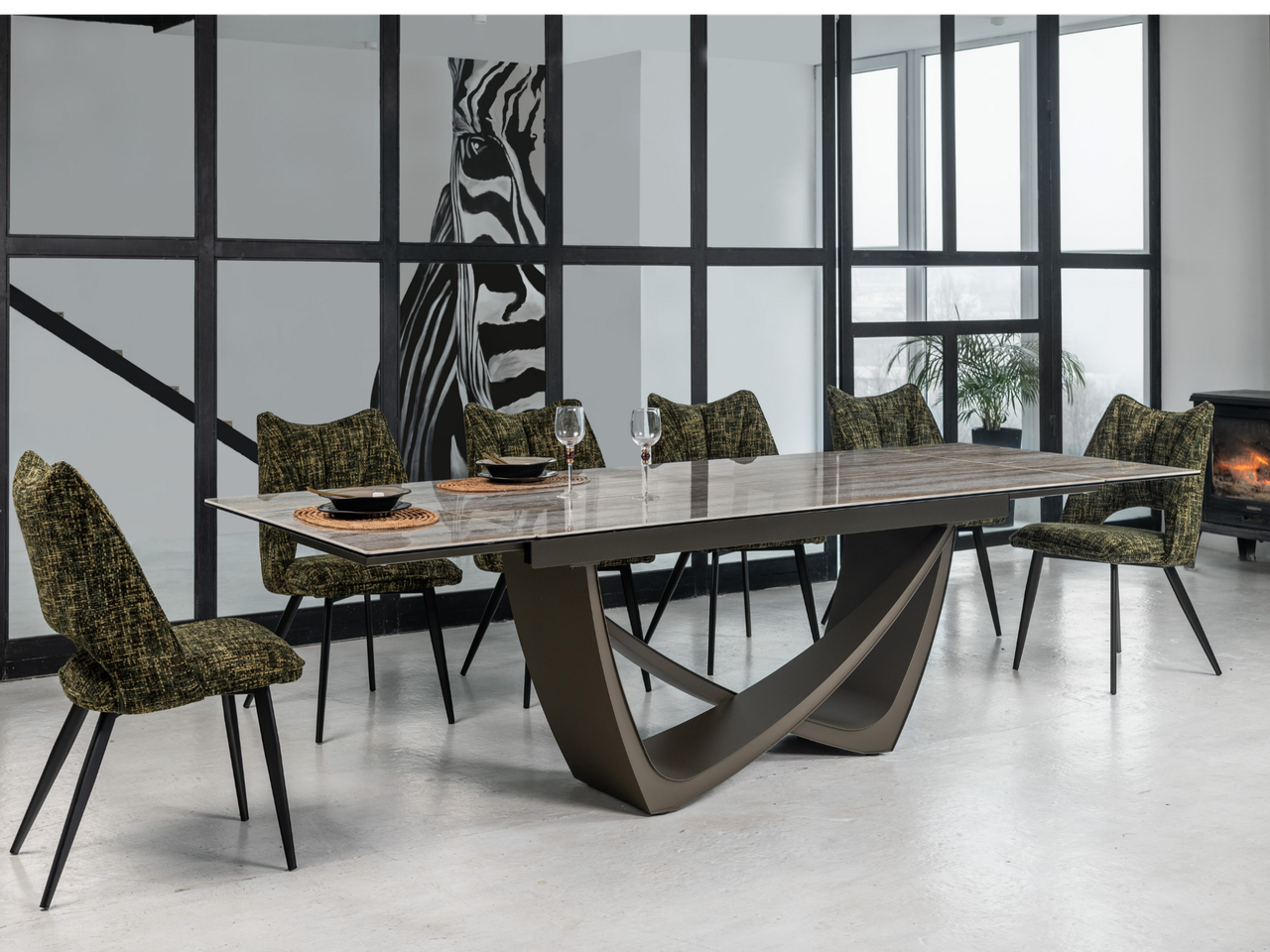 Керамічний стіл Беатріче TML-995 тайгер травертін + коричневий, фото 1