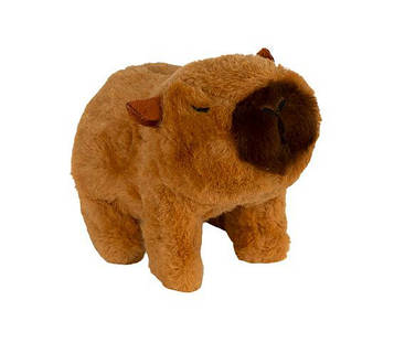 М'яка іграшка капібара на батарейках, інтерактивна іграшка вміє ходити і видавати звуки, розмір 14×15×9 см коричнева