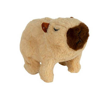 М'яка іграшка капібара на батарейках, інтерактивна іграшка вміє ходити і видавати звуки, розмір 14×15×9 см бежева