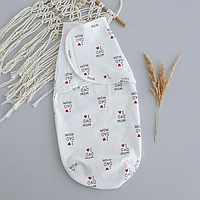 Кокон пелюшка на липучці "love Mom/Dad" футер з начосом 56 (0-1міс)