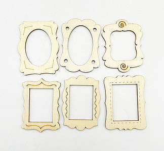 Дерев'яний декор / Упаковка - 10 шт. / 6*4,5см / Рамка №16