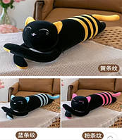 М яка іграшка смугастий кіт-батон 110 см пухнастий друг для обіймів і затишку