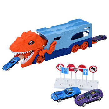 Трейлер-трек Динозавр (звук, світло, машинка, дорожні знаки, 2 кольори) 660-S111-13