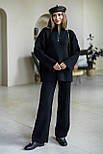 Жіночий в’язаний костюм подовжений светр oversize із коміром на блискавці та штани — стиль Осінь/Зима 2025, фото 6
