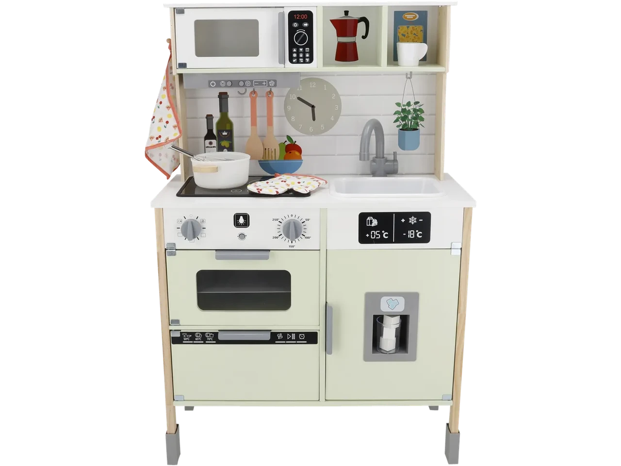 Дитяча дерев'яна кухня з аксесуарами із світлом та звуком Lupilu Wooden Play Kitchen, фото 1