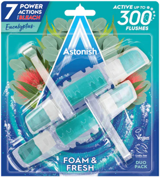 Блок для унітазу Astonish  Foam & Fresh з ароматом Евкаліпта 2 шт, фото 1