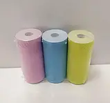 Набір кольорового термопаперу для портативного міні принтера з термодруком у рулонах 57 мм 3 шт, фото 3