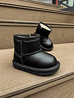Дитячі зимові чорні угги на замку для дівчинки і для хлопчика (17-21 р) Дитяче зимове взуття, дитячі зимові черевички