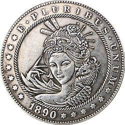 Сувенір монета долар СШАang 1878г "Дівчина з птицею". Hobo Coin American Morgan