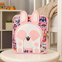 М’яка книжка-бізіборд з фетру C74034 — розвивальна книга-іграшка із зайчиком, сортер кольорів, липучки, пискавка, 20×20 см, фото 3