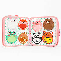 М’яка книжка-бізіборд з фетру C74034 — розвивальна книга-іграшка із зайчиком, сортер кольорів, липучки, пискавка, 20×20 см, фото 6