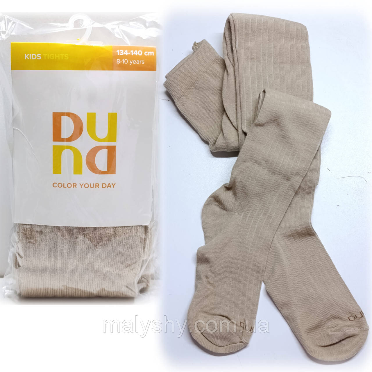 Колготки дитячі демісезонні в рубчик 134-140, 68-72, 20-22 ТМ Duna Дюна 4442-1814-темний сіро-беж / весна-осінь, фото 1