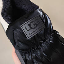 UGG Угги дутики двухцветные  ЧЕРНЫЕ с белым на черной гибкой высокой подошве, фото 2