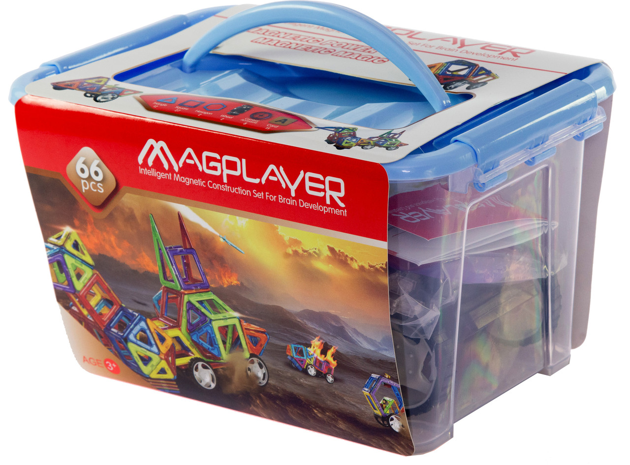Конструктор магнітний у пластиковому боксі, 66 елементи, «Magplayer» (MPT-66)