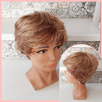 Перука коротка з натурального волосся пісочно-платиновий 5216HH - 12H26