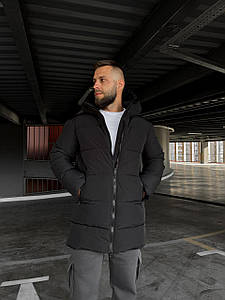 Зимова чоловіча куртка Storm чорна подовжена на пуху