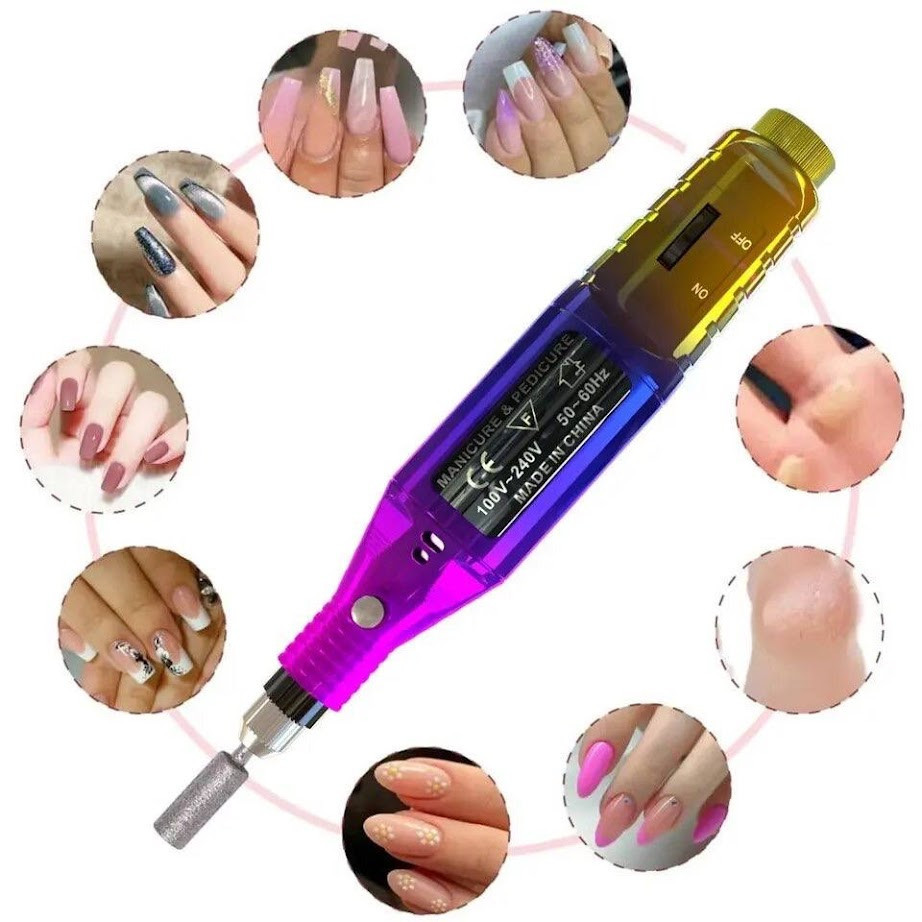 Портативна фрезер - ручка FS-011 Chroom (20000 об./хв.) для апаратного манікюру Синій з золотом, фото 1