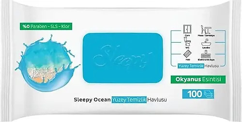 Вологі серветки рушники для прибирання будинку господарські побутові Sleepy Easy Clean Ocean 100 шт/уп, фото 1