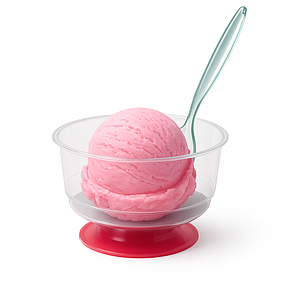 Креманка-піала одноразова на ніжці склоподібна прозора з кольоровою ніжкою 220 мл (90/360 шт у ящику)