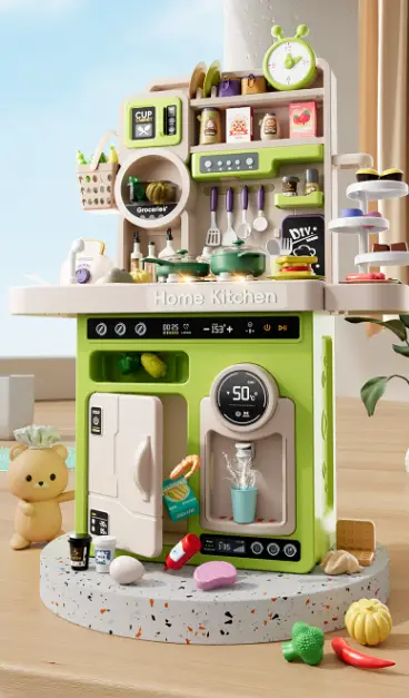 Дитяча ігрова кухня, звук, вода, світло, пара, 93 предмети (посуд, продукти), 95см, зелена, G 787 A, фото 1