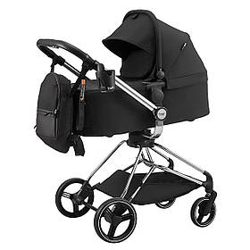 Універсальна коляска 2в1 Bair Moon, Silver Edition MS-01 чорний