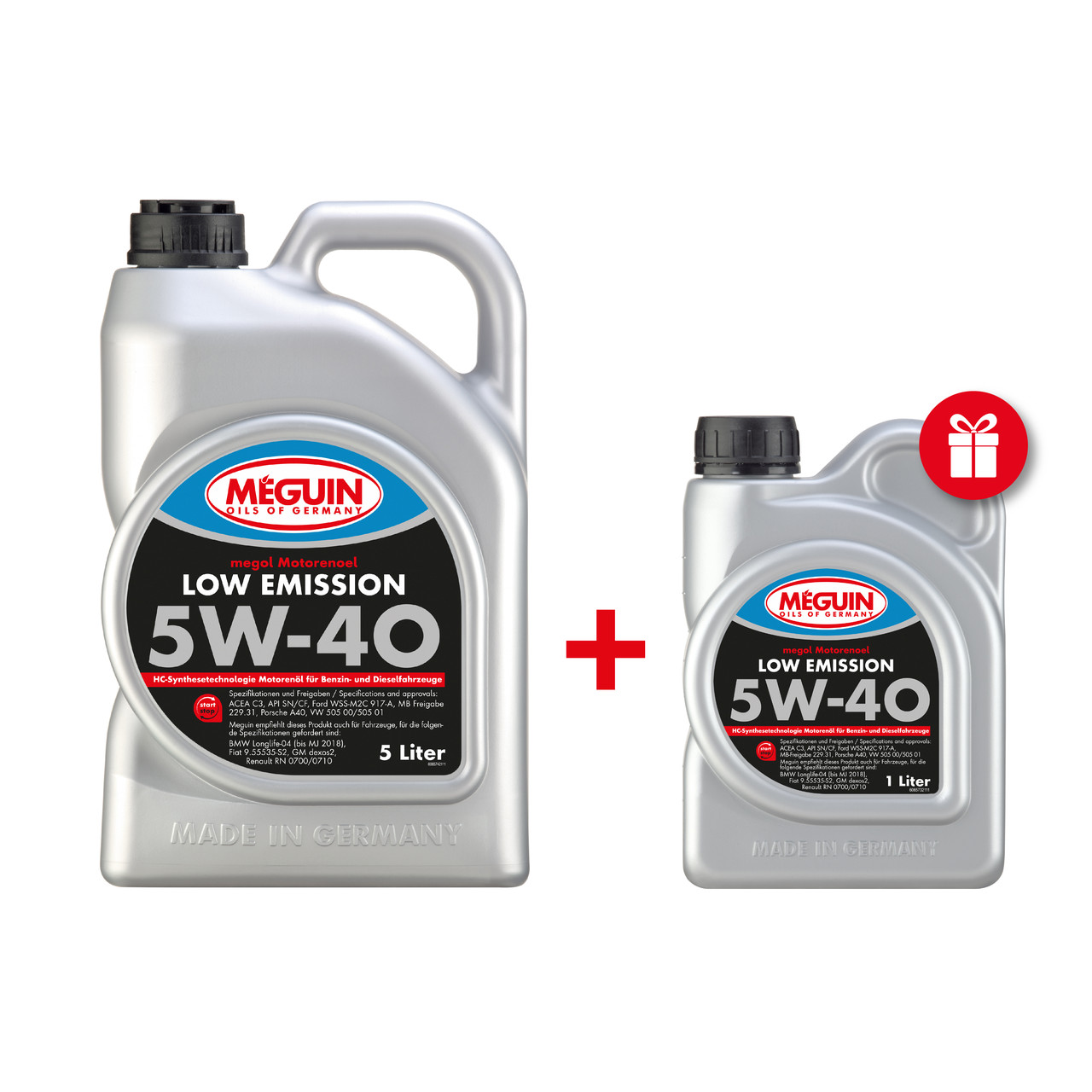 АКЦІЯ!!! 5л + 1л У ПОДАРУНОК, Моторна олива Meguin 5W40 Low Emission 5л., фото 1