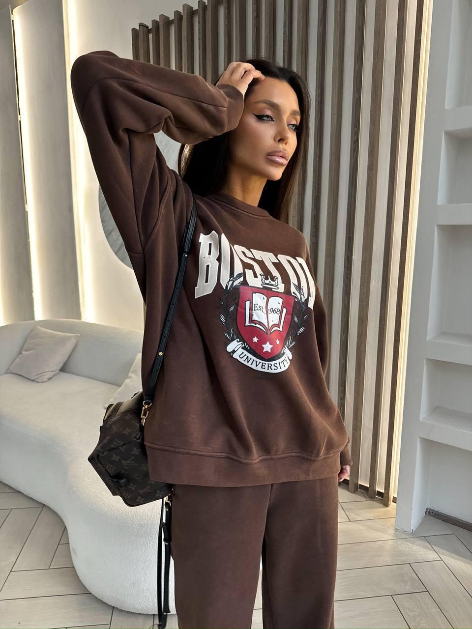 Костюм спортивний жіночий Модель: 842-060 Колір: графіт, молоко, шоколад, фото 1