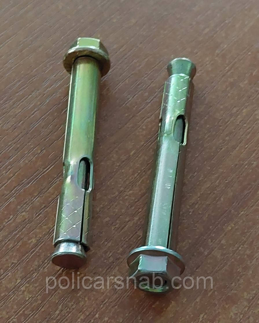 Анкер однорозпірний анкерний болт з гайкою SRTR М6/8х65 мм сталевий жовтий цинк, фото 1