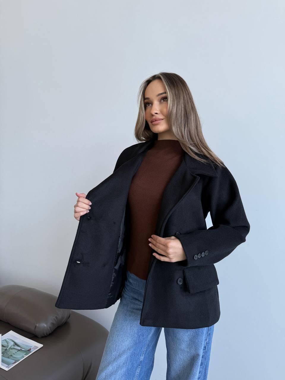 Пальто жіноче оверсайз Модель: 842-059 Колір: чорний, фото 1