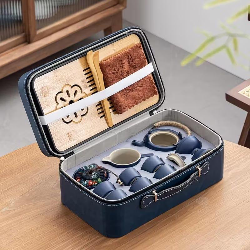 Набір для чайної церемонії на 6 персон керамічний чайний сервіз 14 предметів у кейсі Синій