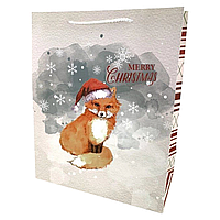 Пакет подарунковий паперовий "Merry Christmas" (М/18*23*10 см) в асорт., пакет зимовий принт, пакет середній розмір