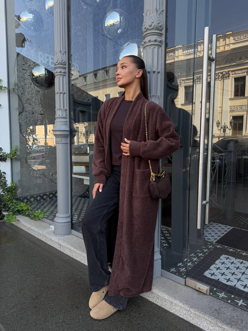 Кардіган жіночий з альпаки Модель: 842-094 Колір: чорний, шоколад, фото 1