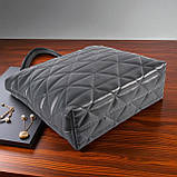 Жіноча сумка тоут на плече з екошкіри чорна стьобана велика для документів, фото 5